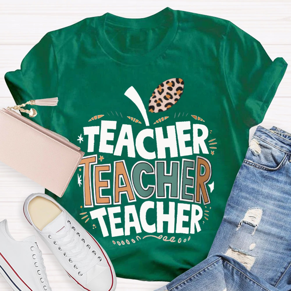 Welcome Back To School Apple Pattern Print Teacher T-shirt