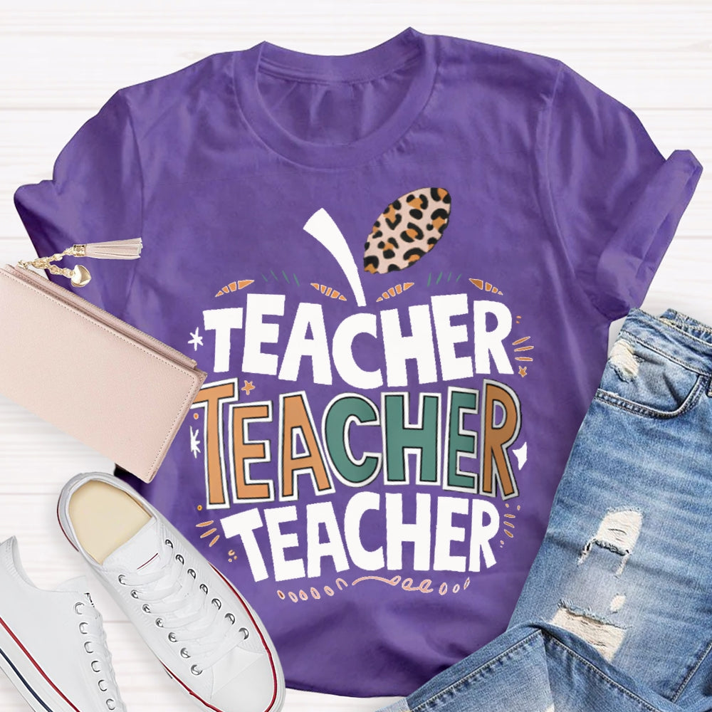 Welcome Back To School Apple Pattern Print Teacher T-shirt