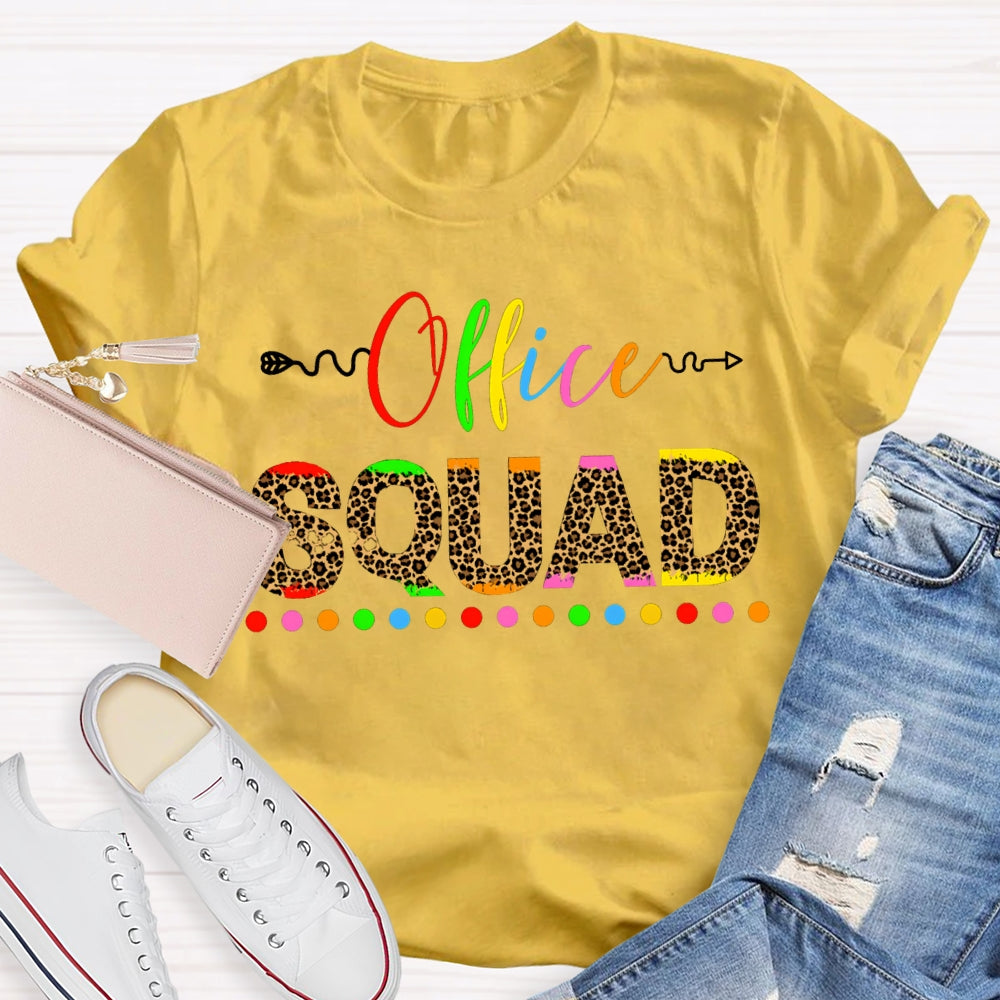 Office Squad Colorful Leopard Print Letters T-shirt