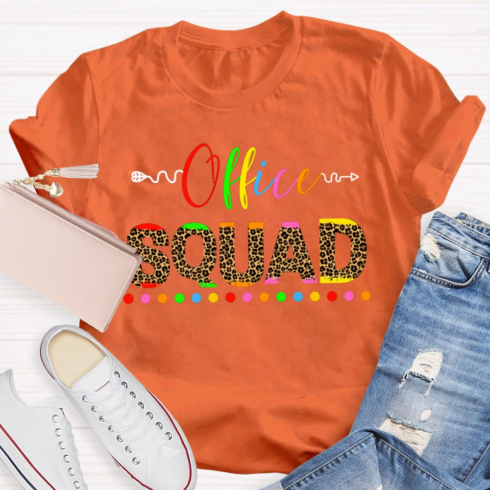 Office Squad Colorful Leopard Print Letters T-shirt