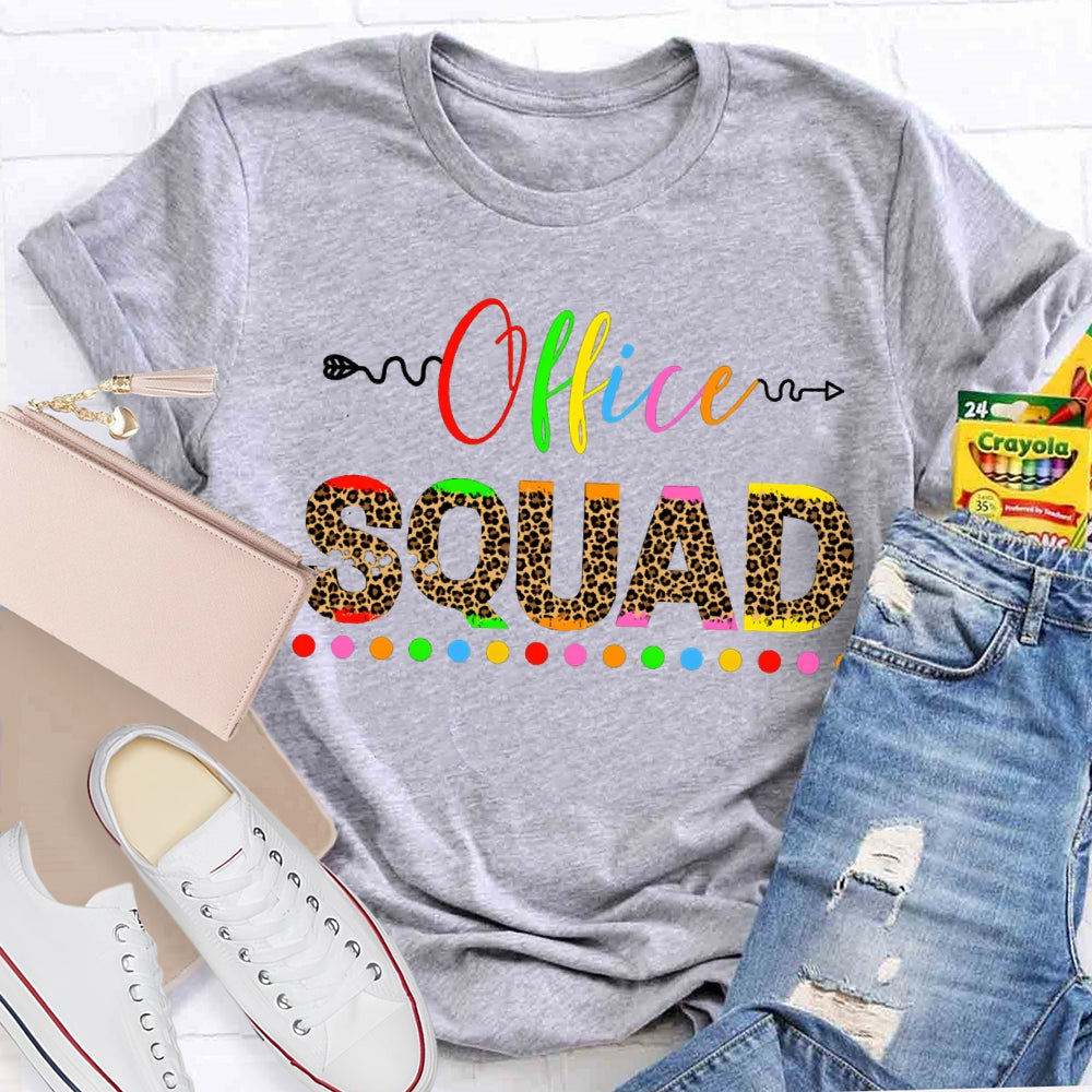 Office Squad Colorful Leopard Print Letters T-shirt