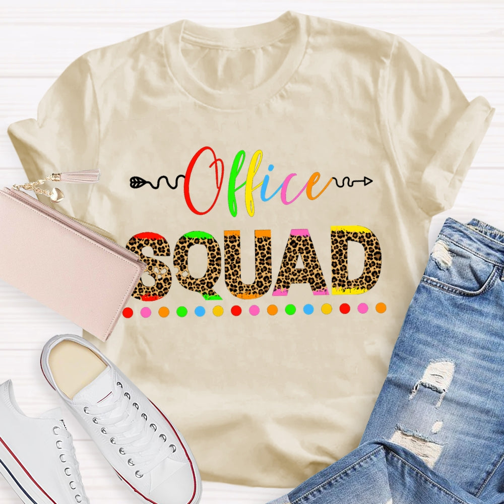 Office Squad Colorful Leopard Print Letters T-shirt