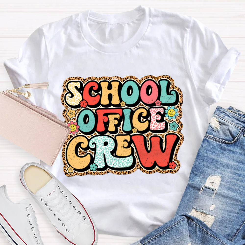 School Office Crew Leopard Print T-shirt
