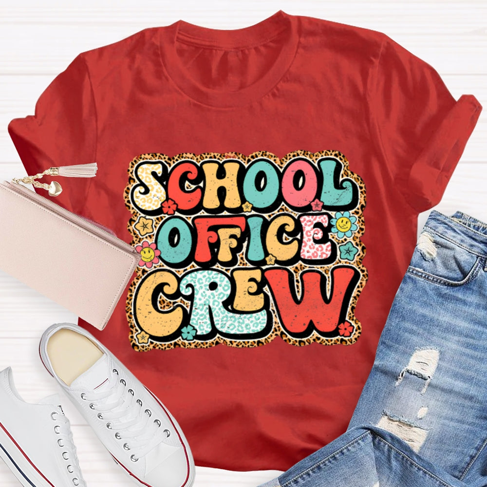 School Office Crew Leopard Print T-shirt