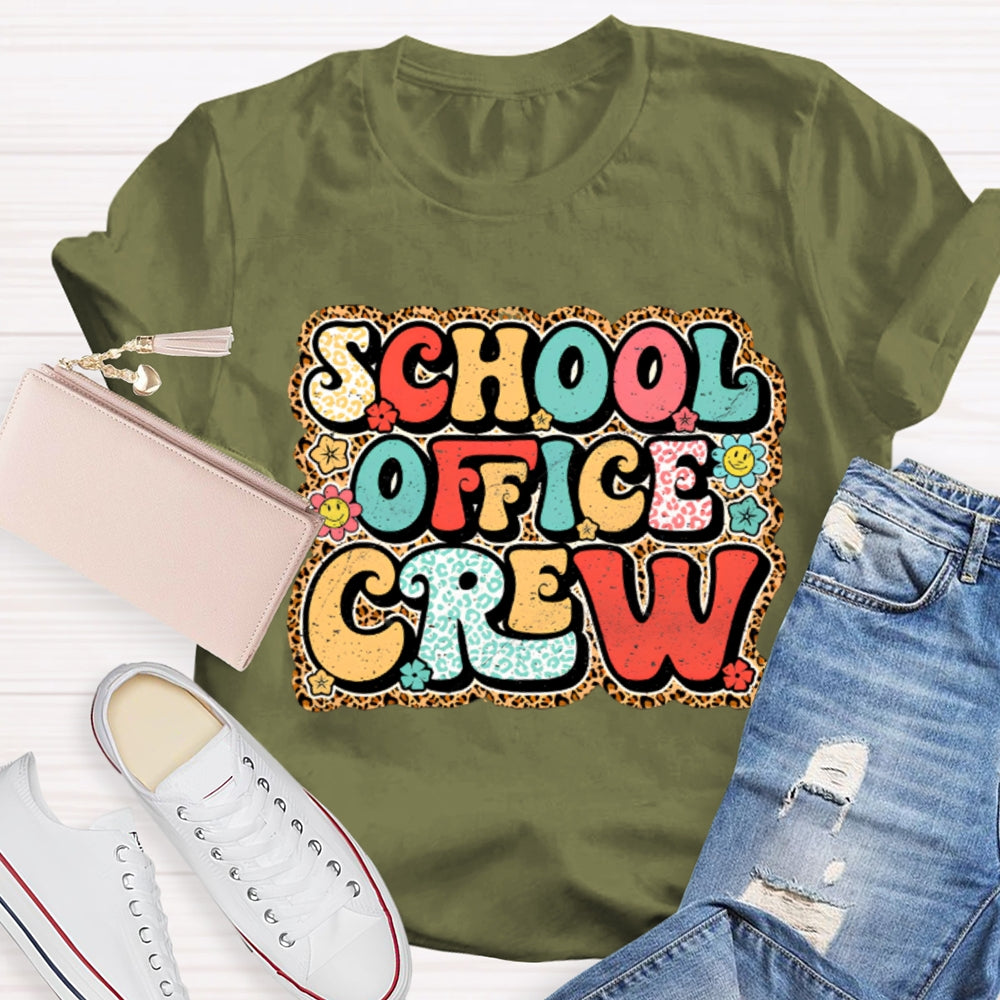 School Office Crew Leopard Print T-shirt