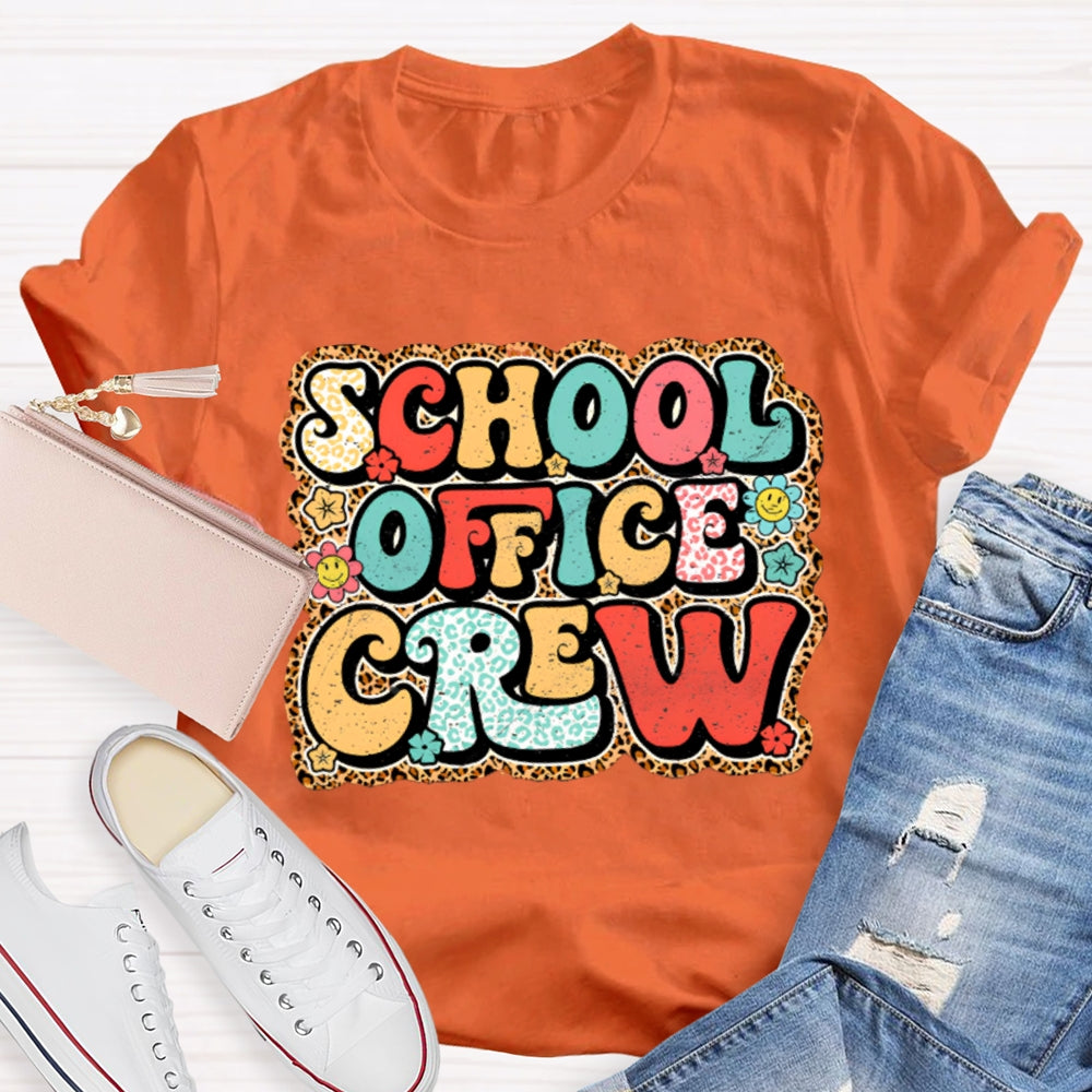 School Office Crew Leopard Print T-shirt