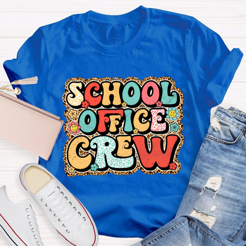 School Office Crew Leopard Print T-shirt