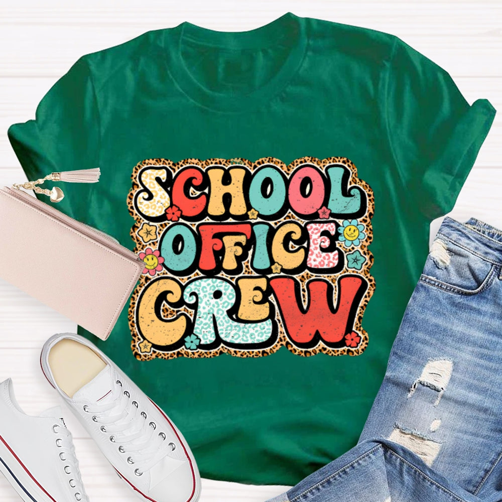 School Office Crew Leopard Print T-shirt