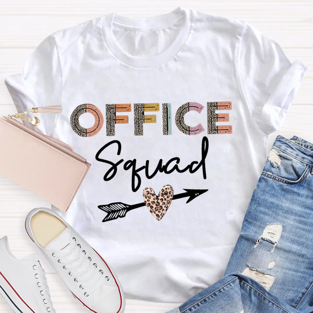 Office Squad Leopard Print Letters And Heart T-shirt