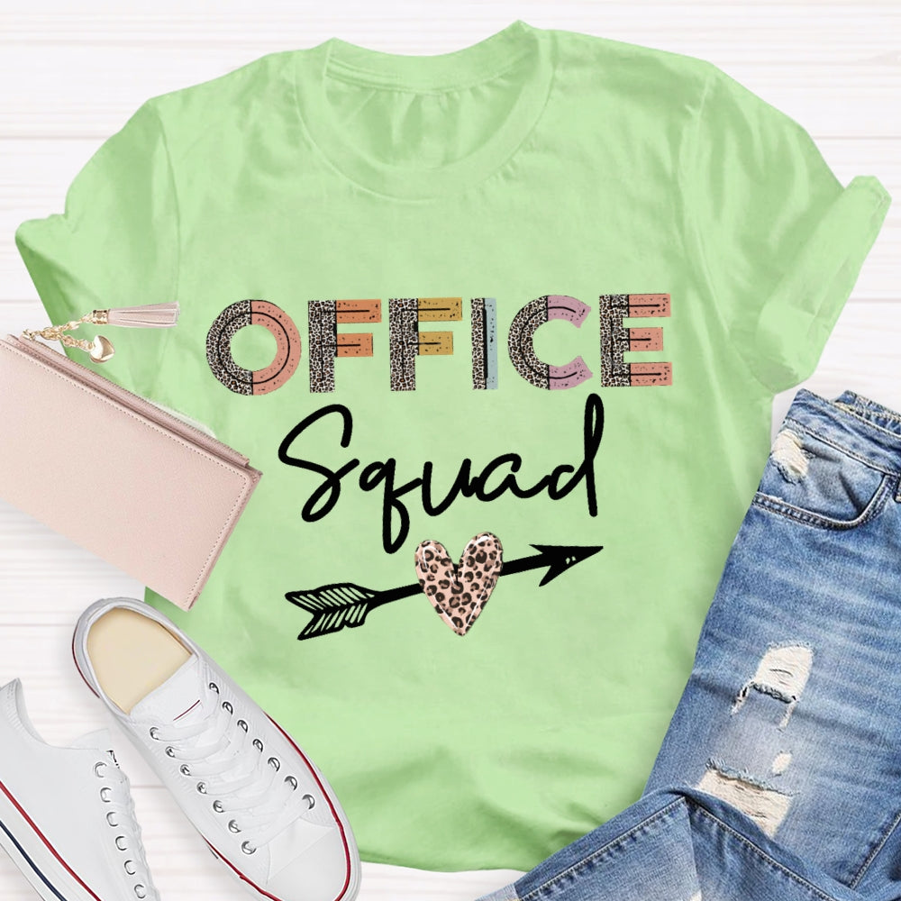 Office Squad Leopard Print Letters And Heart T-shirt