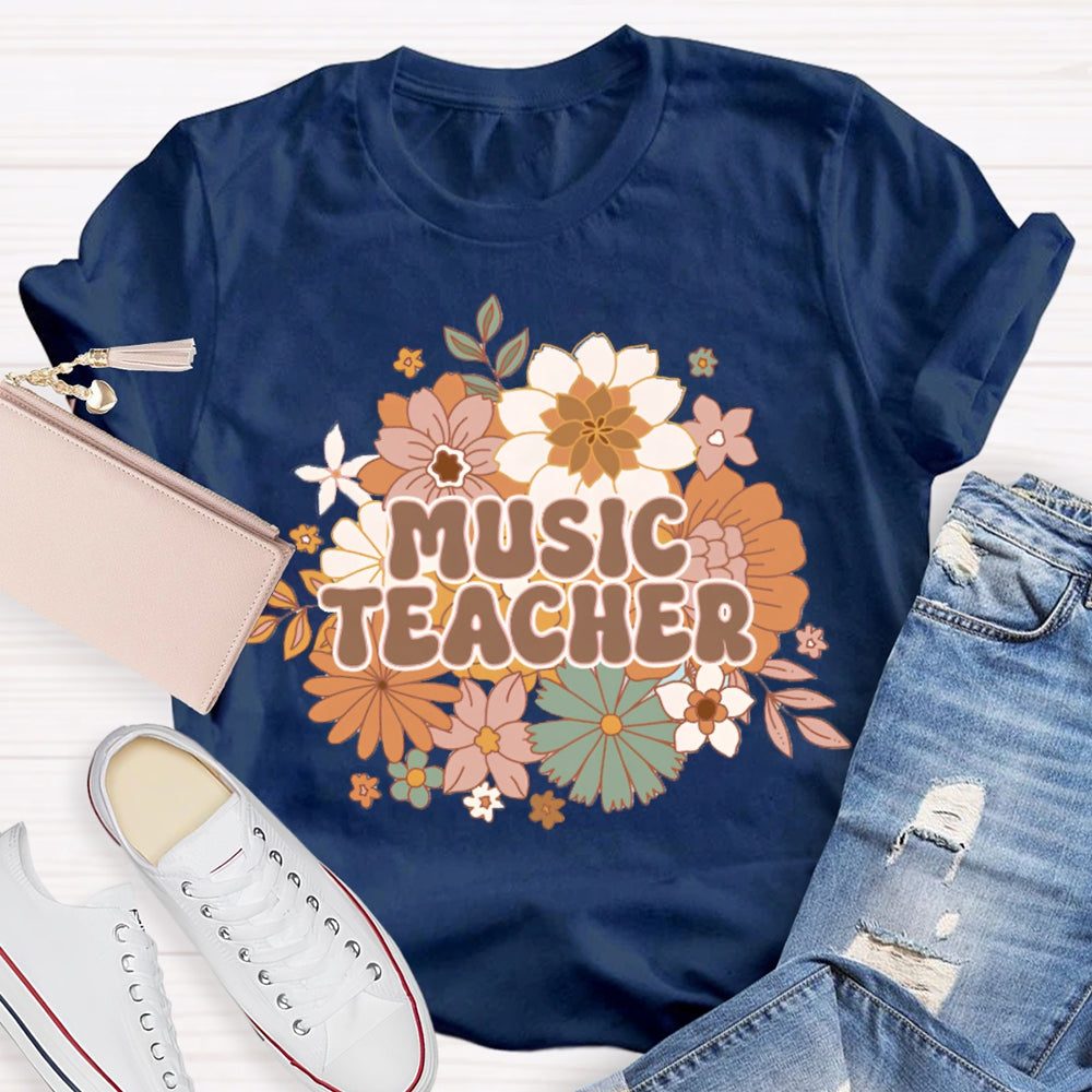 Music Teacher Chrysanthemum Base Print T-shirt
