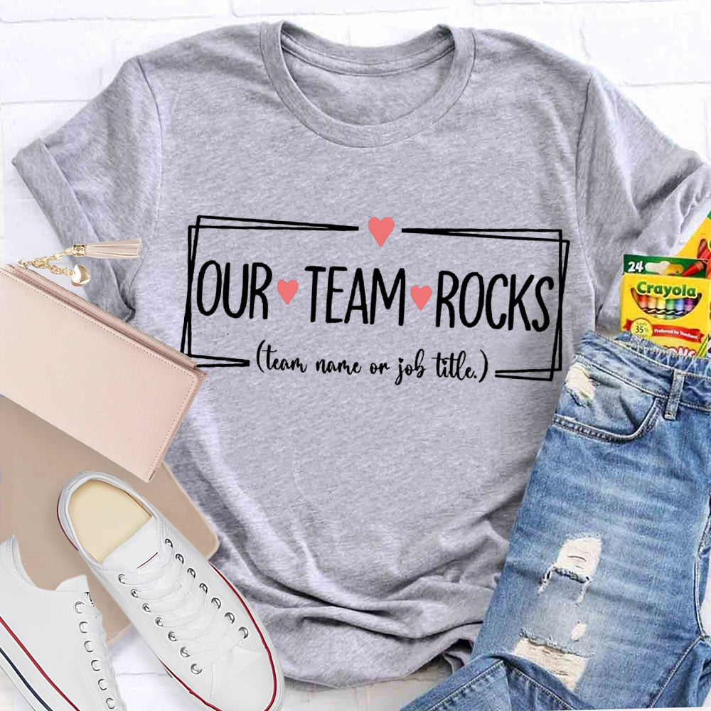 Personalized Team Our Team Rocks Small Heart Print T-shirt
