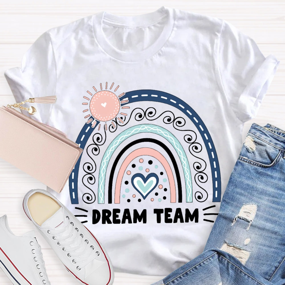 Dream Team Pink Sun And Blue Heart T-shirt