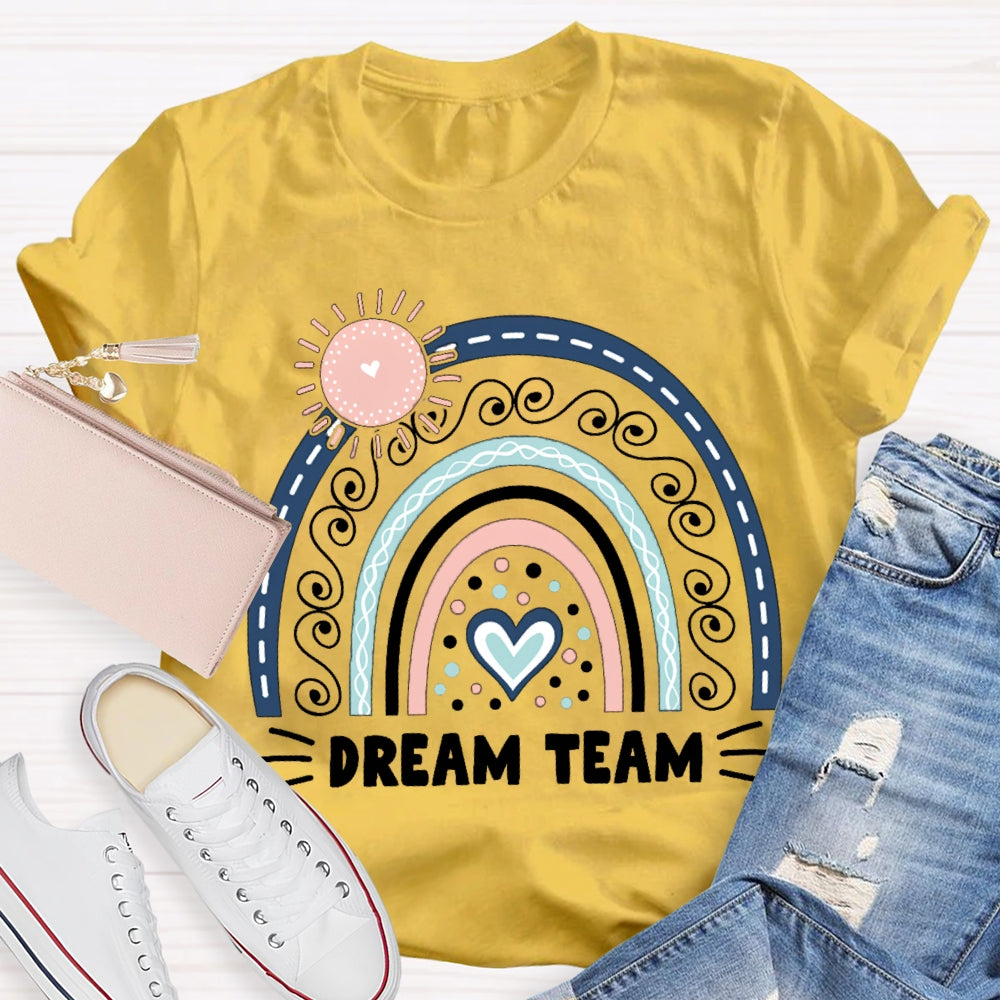 Dream Team Pink Sun And Blue Heart T-shirt