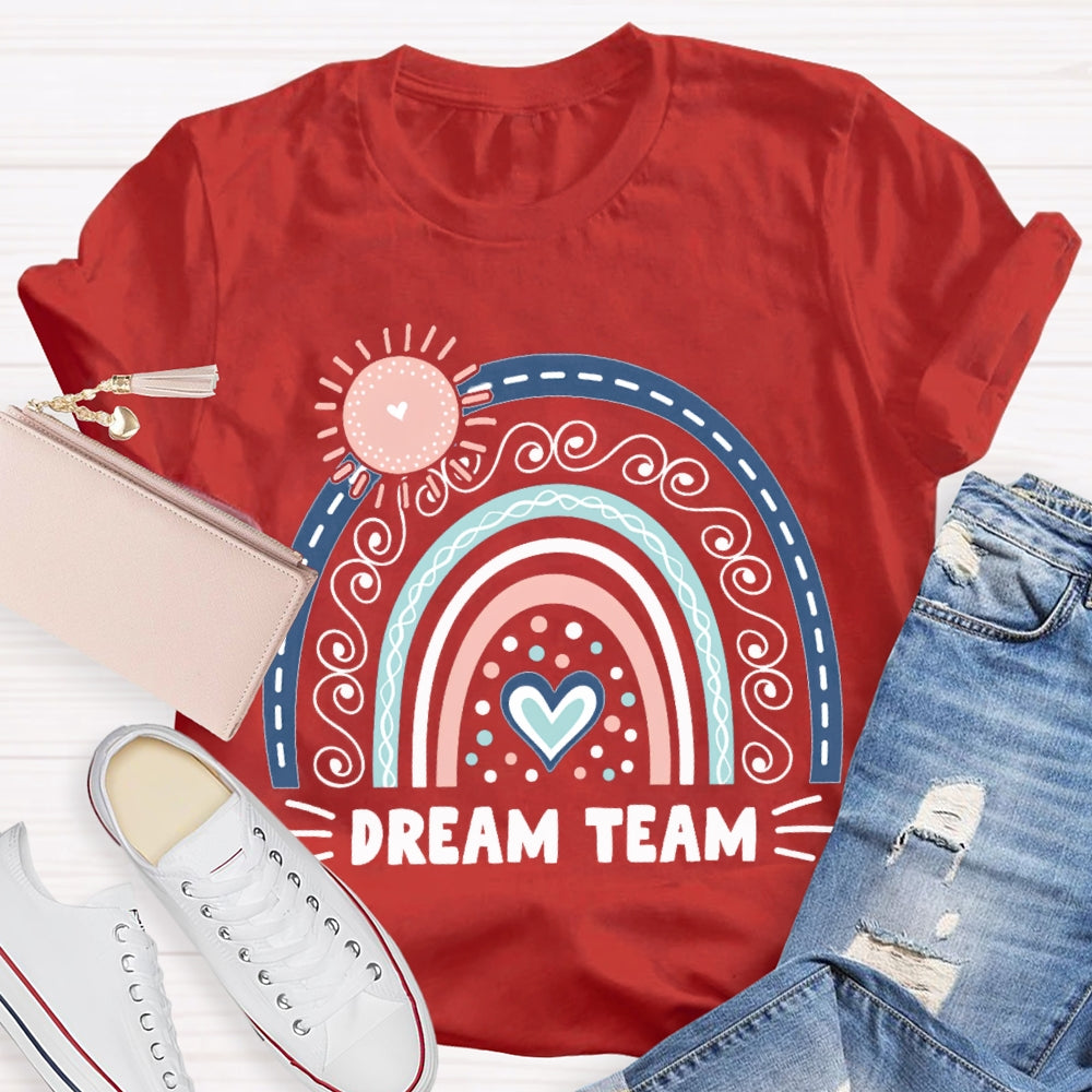 Dream Team Pink Sun And Blue Heart T-shirt