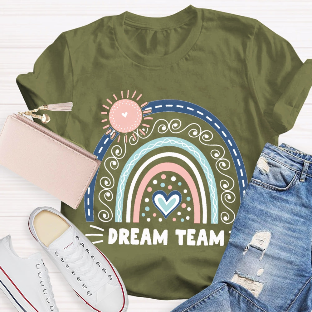 Dream Team Pink Sun And Blue Heart T-shirt