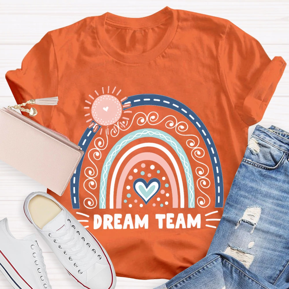 Dream Team Pink Sun And Blue Heart T-shirt