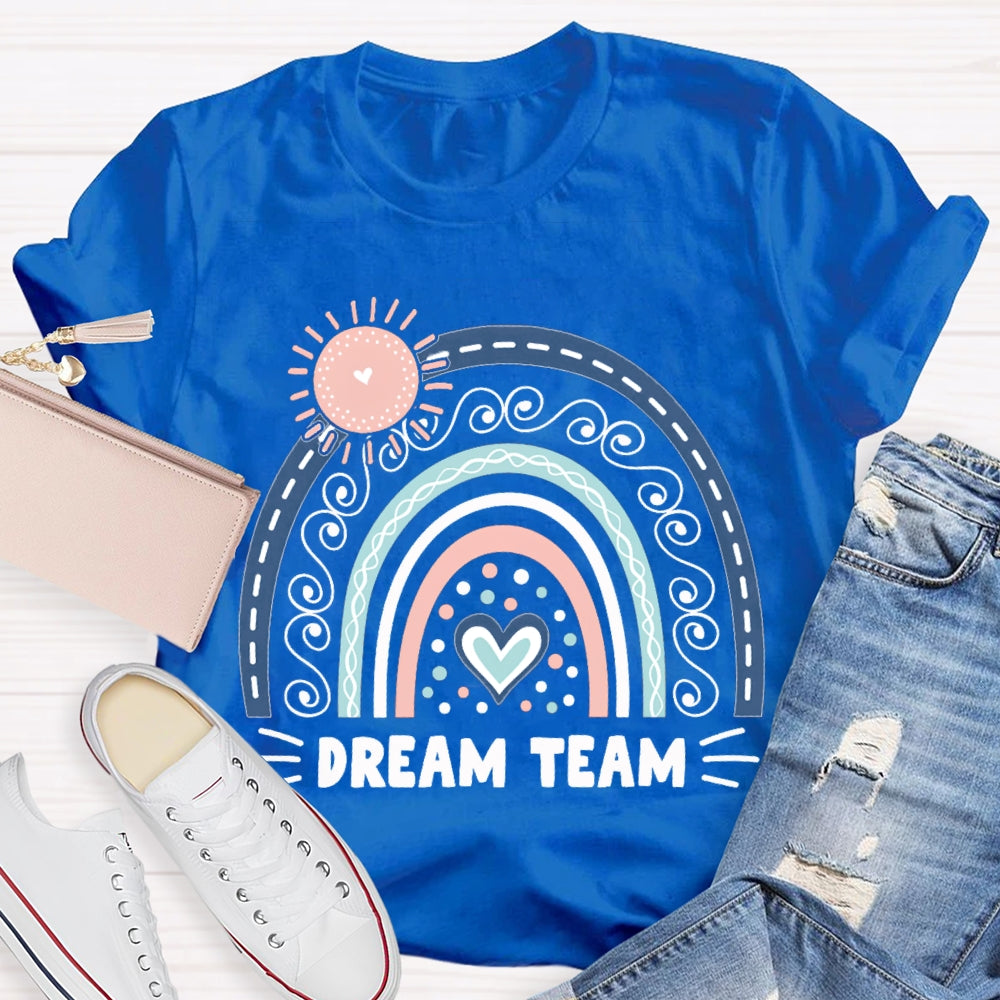 Dream Team Pink Sun And Blue Heart T-shirt