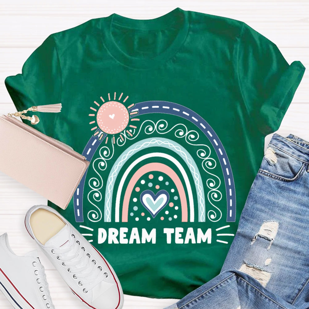 Dream Team Pink Sun And Blue Heart T-shirt