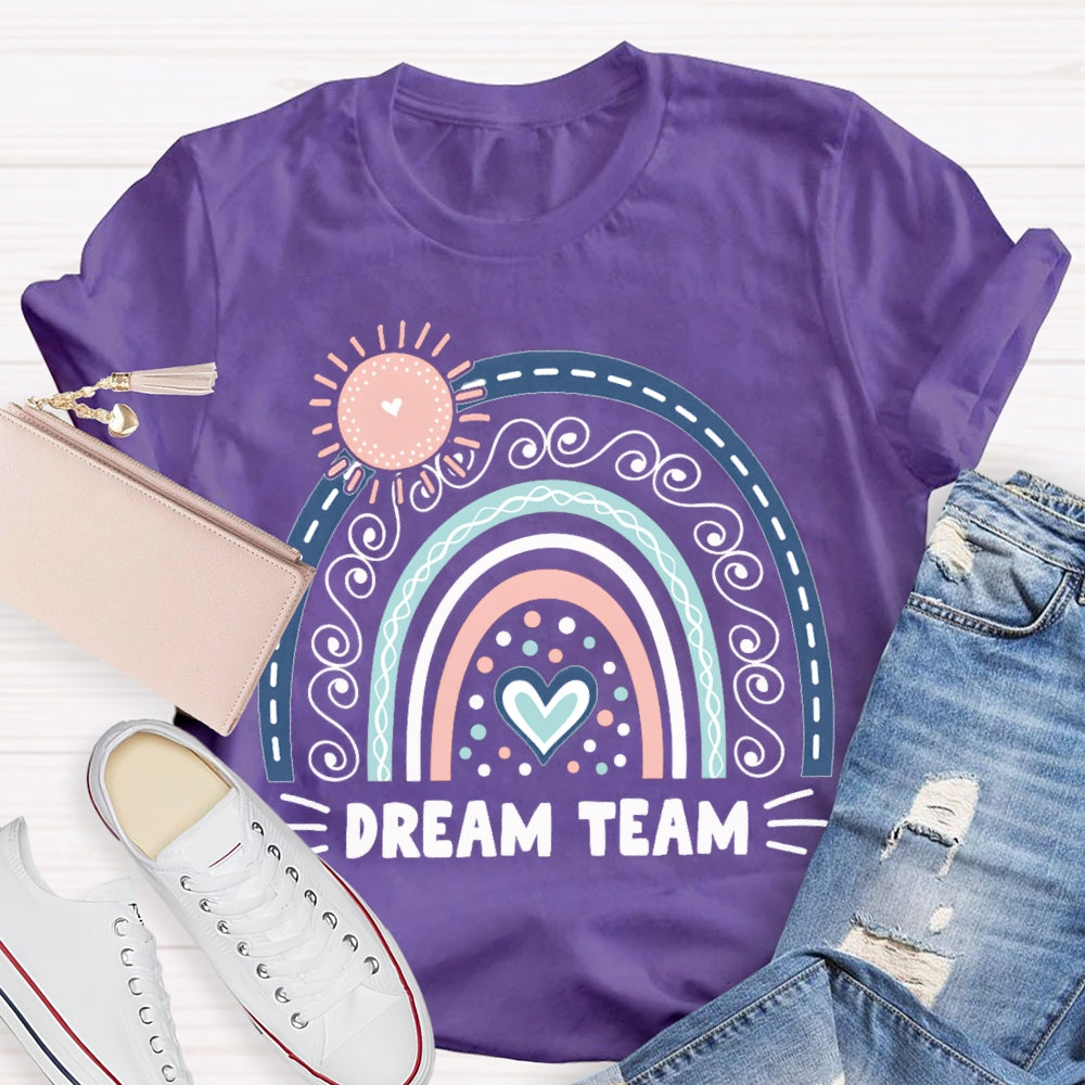 Dream Team Pink Sun And Blue Heart T-shirt