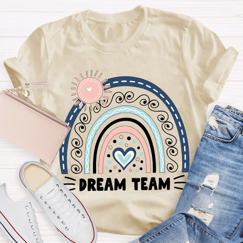 Dream Team Pink Sun And Blue Heart T-shirt