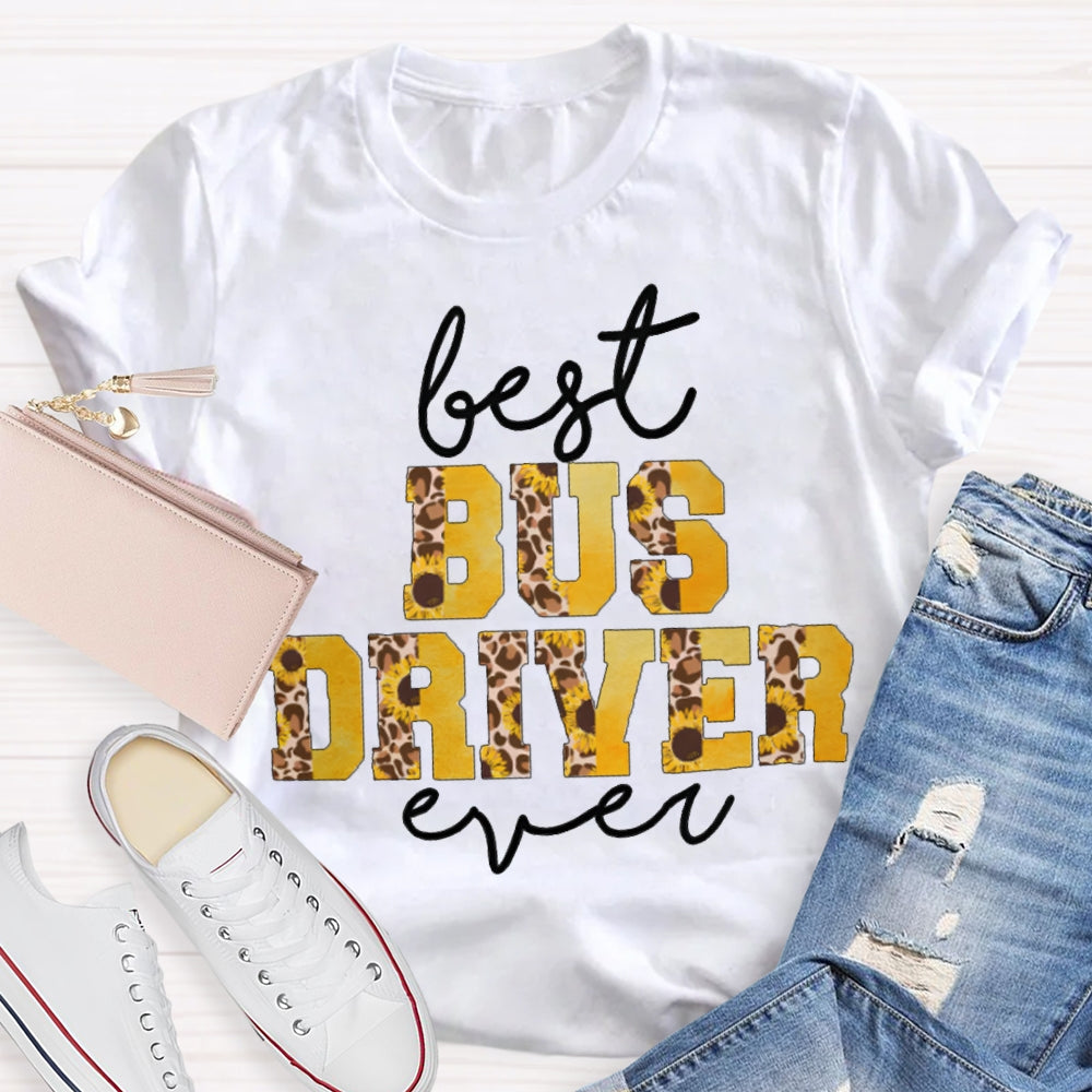 Best Bus Driver Ever Leopard Print And Yellow Combination Letters T-shirt