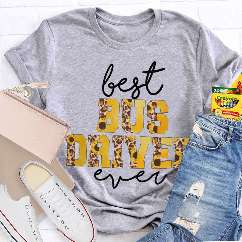 Best Bus Driver Ever Leopard Print And Yellow Combination Letters T-shirt