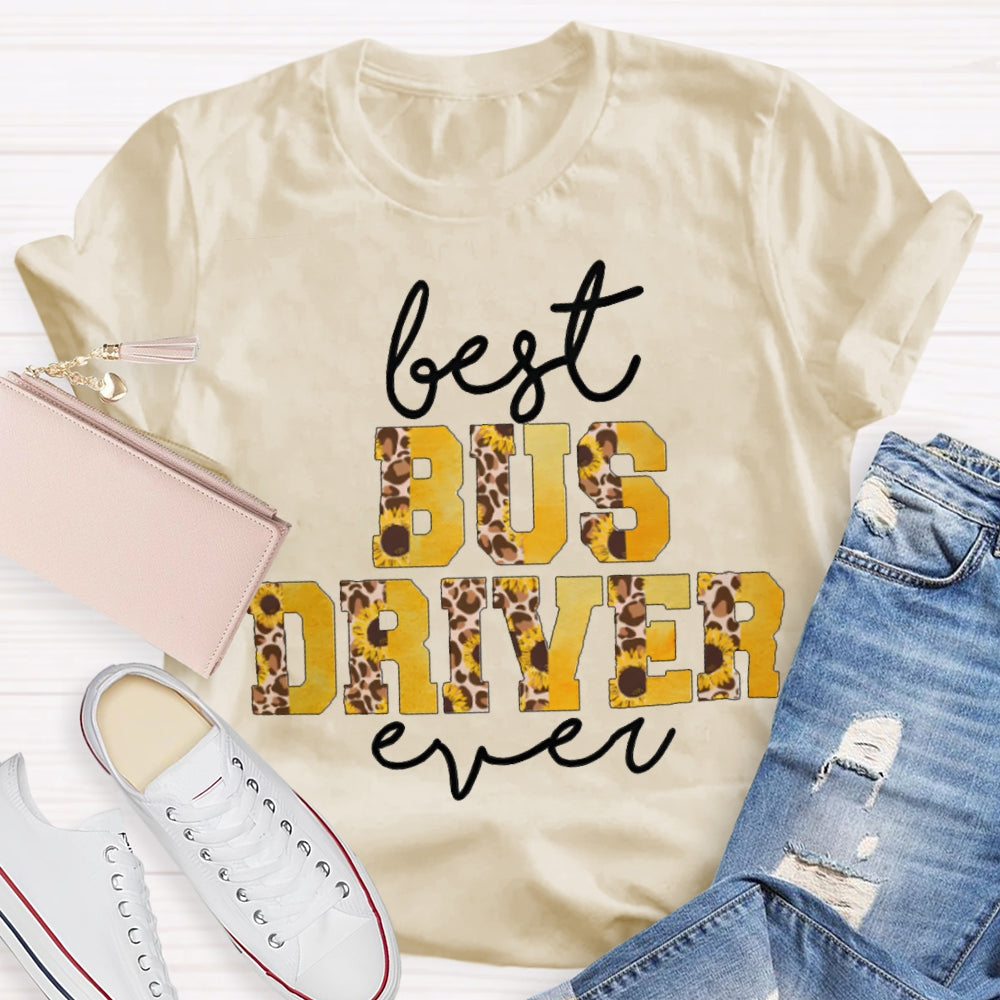 Best Bus Driver Ever Leopard Print And Yellow Combination Letters T-shirt