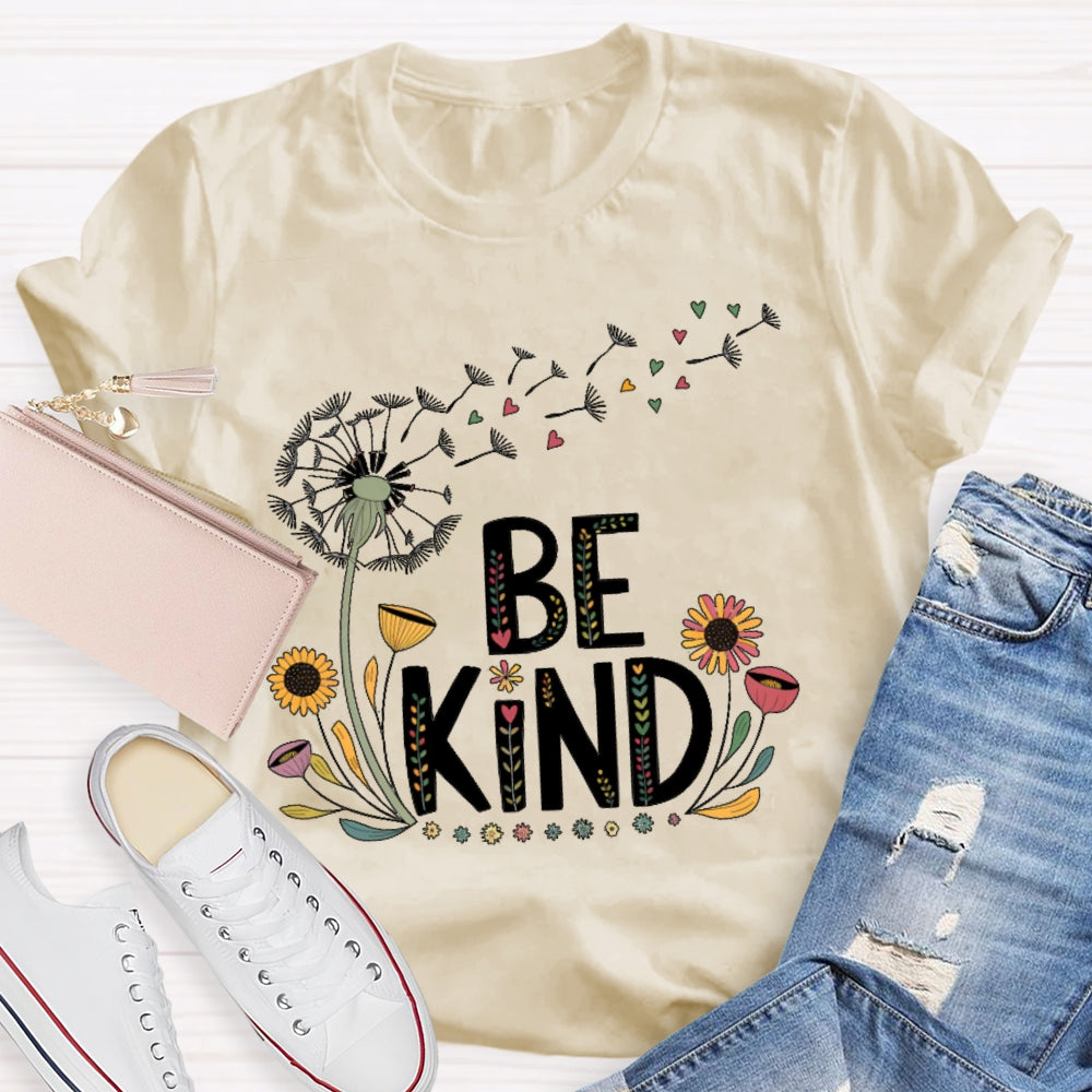 Be Kind Dandelion Letters T-shirt