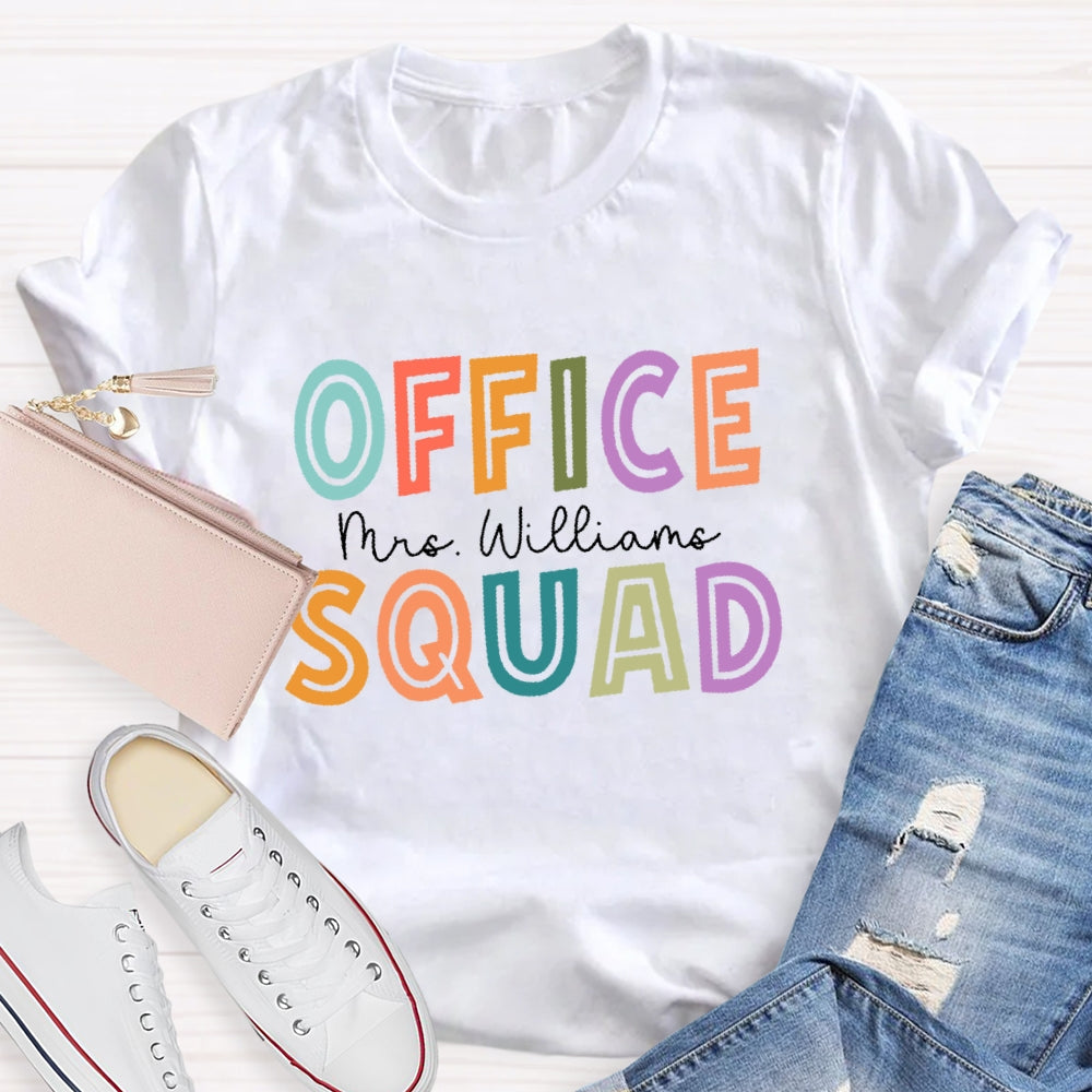 Personalized Name Office Squad Hollow Letters T-shirt