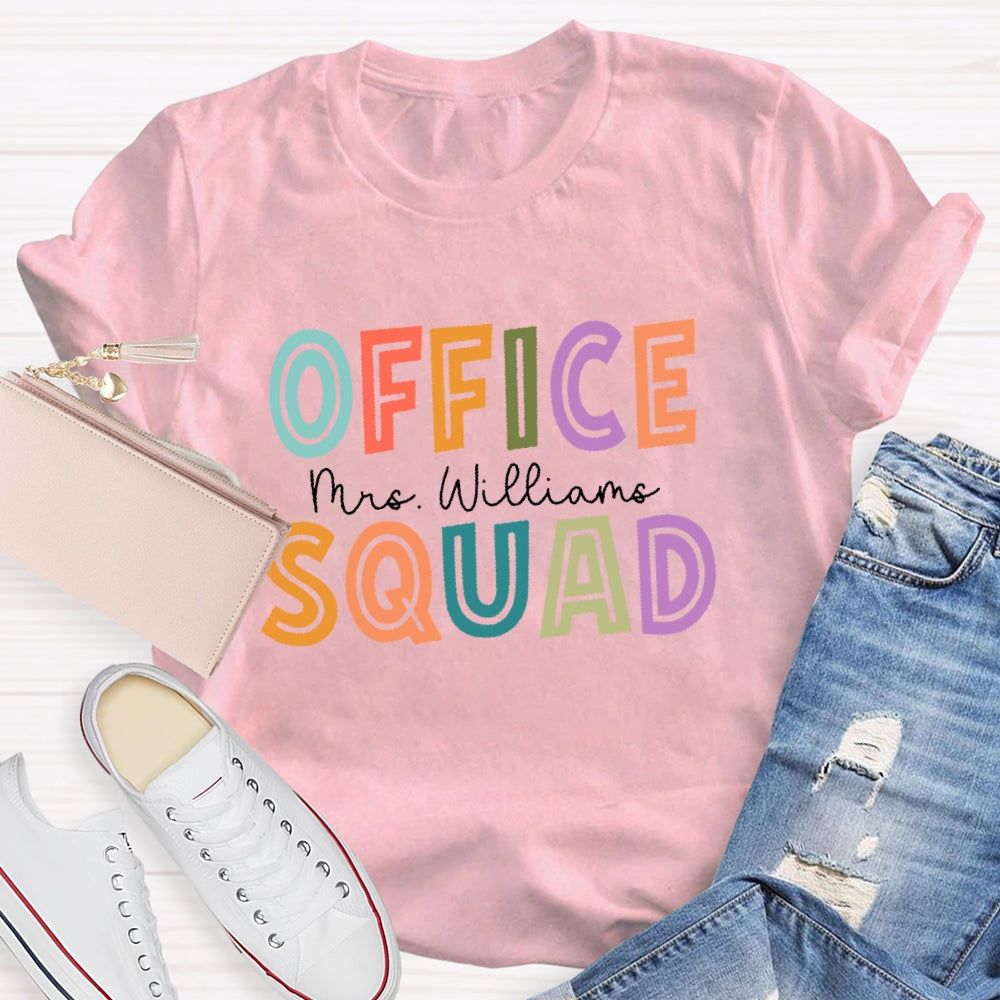 Personalized Name Office Squad Hollow Letters T-shirt