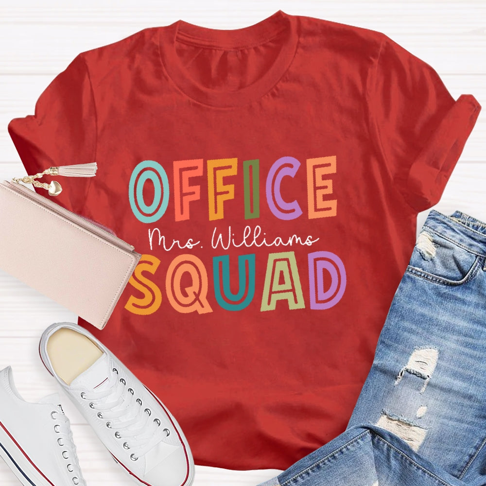 Personalized Name Office Squad Hollow Letters T-shirt
