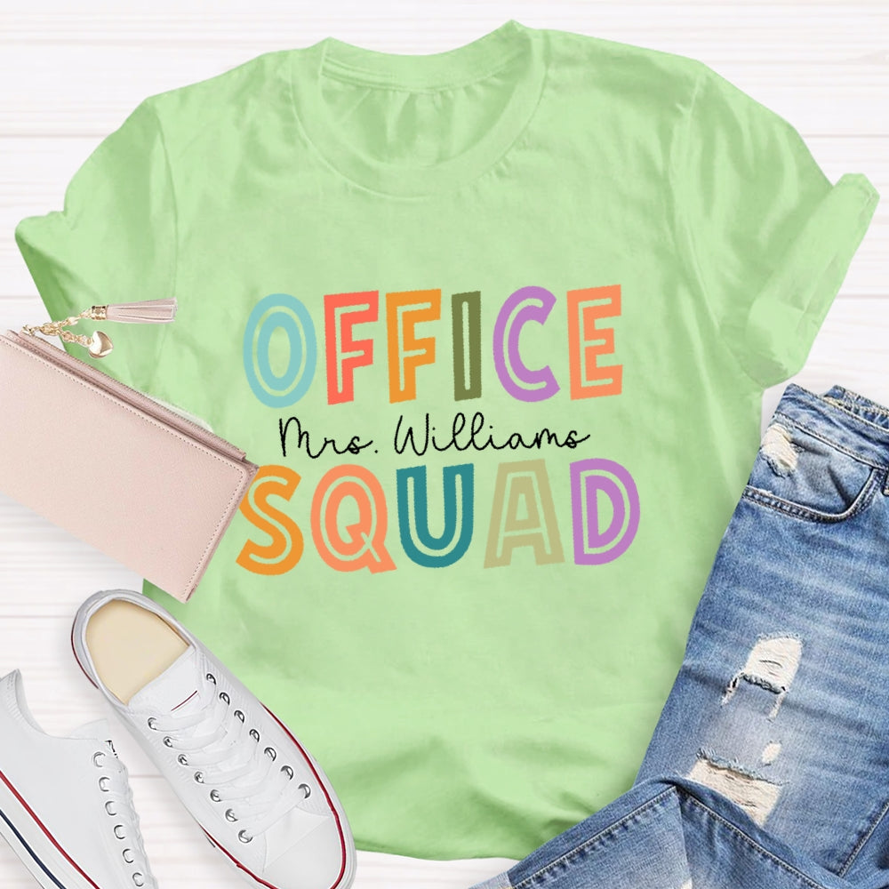 Personalized Name Office Squad Hollow Letters T-shirt