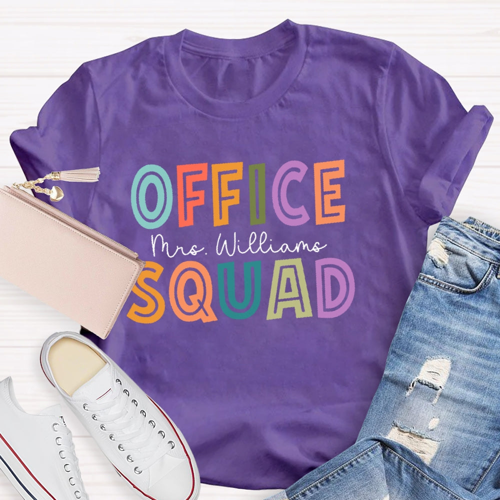 Personalized Name Office Squad Hollow Letters T-shirt