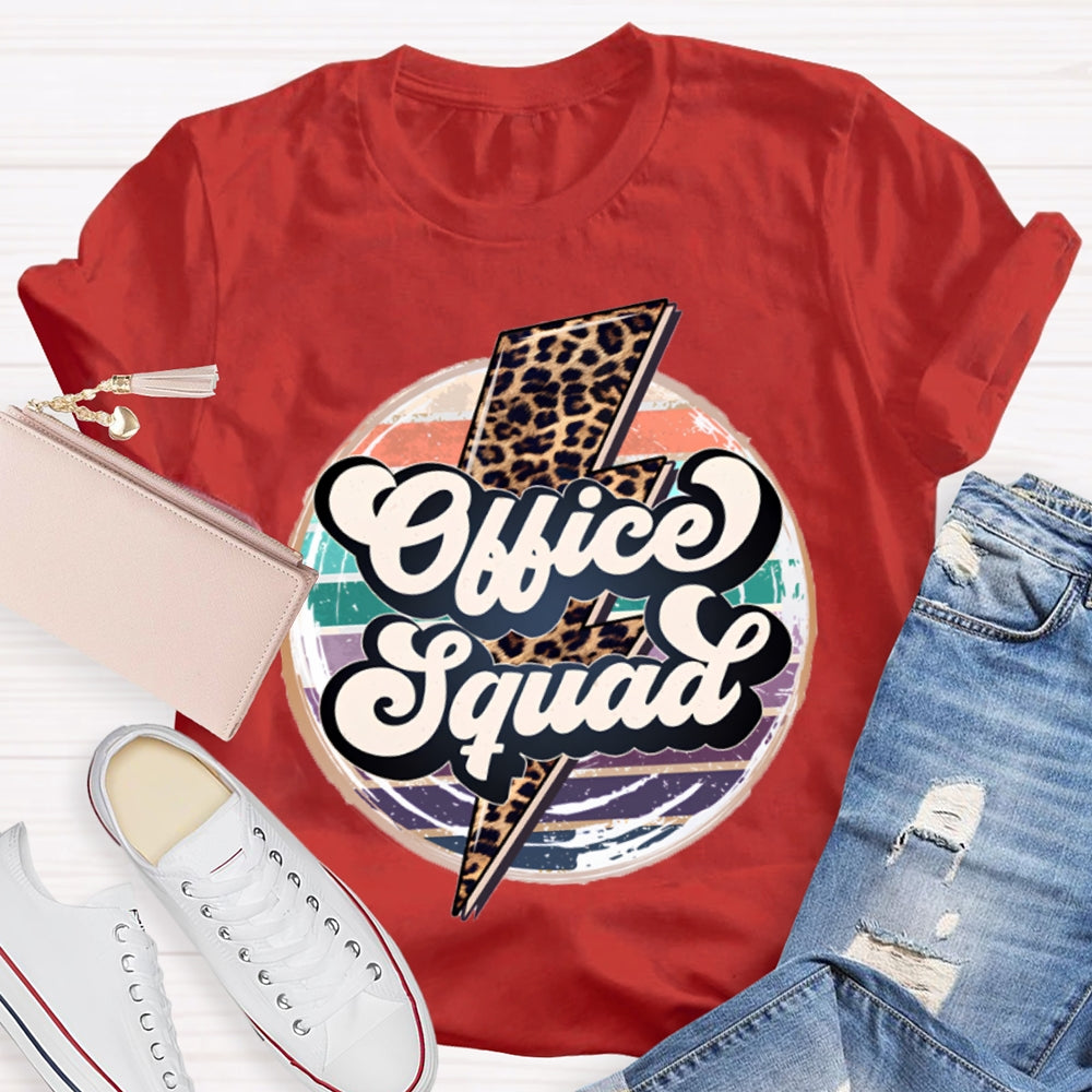 Office Squad Colorful Prints And Leopard Lightning T-shirt