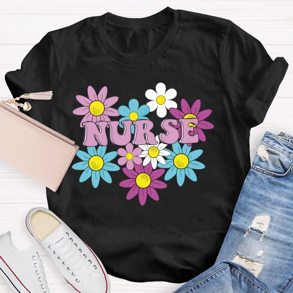 Nurse Flowers Funny T-shirt