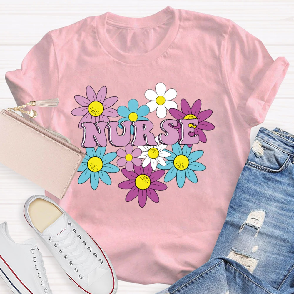 Nurse Flowers Funny T-shirt