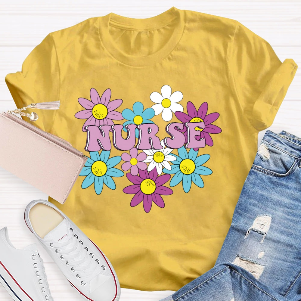 Nurse Flowers Funny T-shirt