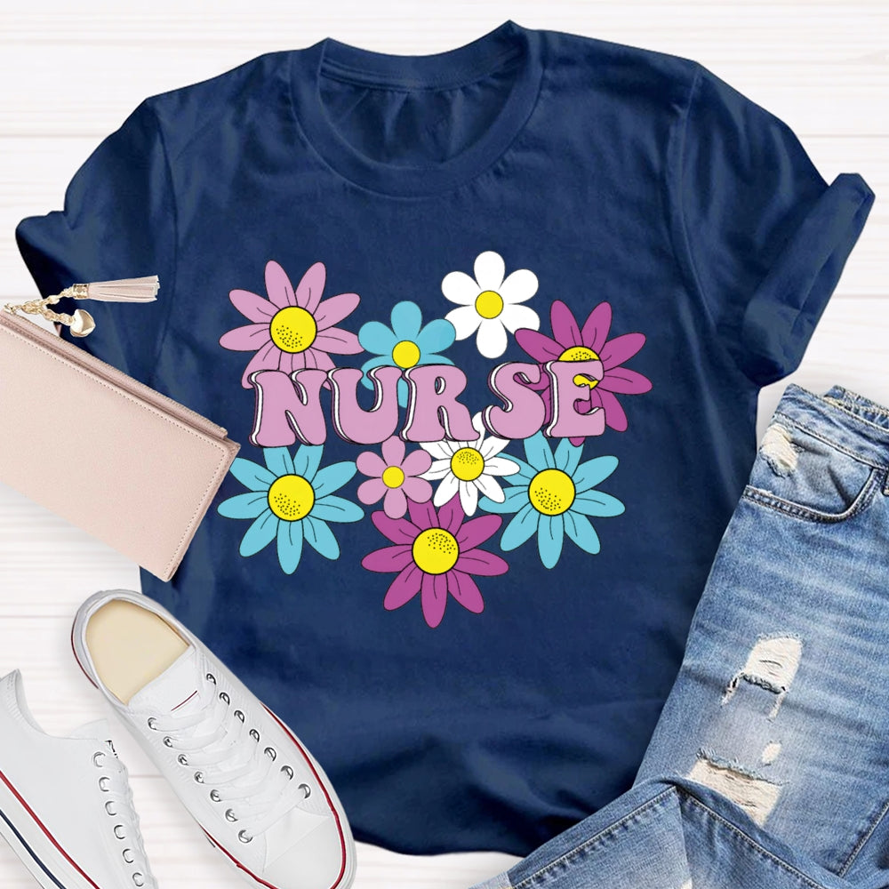 Nurse Flowers Funny T-shirt