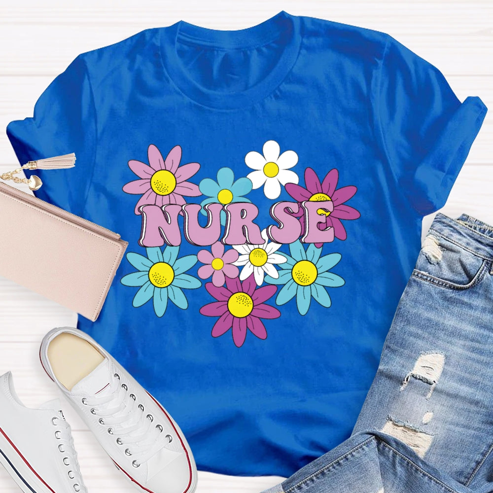 Nurse Flowers Funny T-shirt