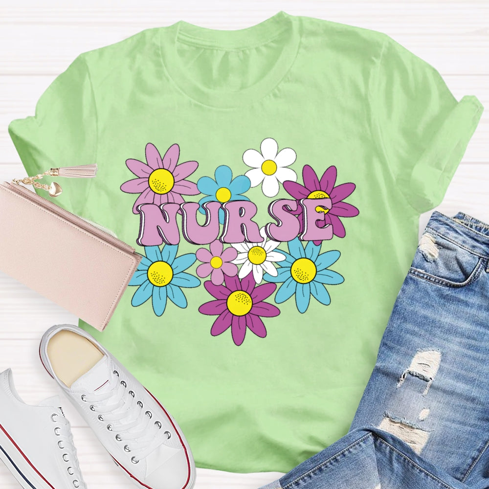 Nurse Flowers Funny T-shirt