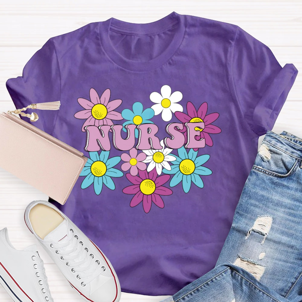 Nurse Flowers Funny T-shirt
