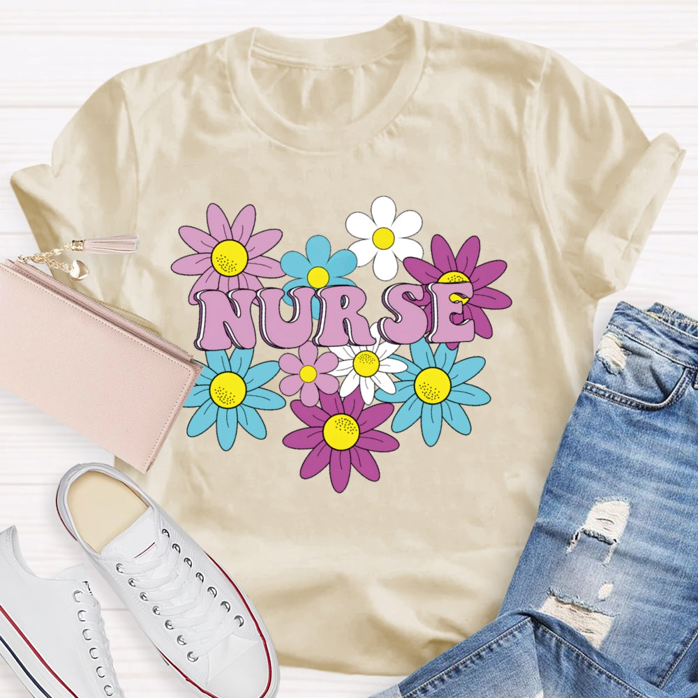 Nurse Flowers Funny T-shirt