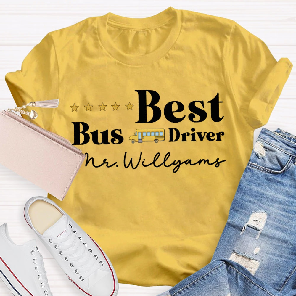 Personalized Name Best Bus Driver Five-Star Reviews T-shirt