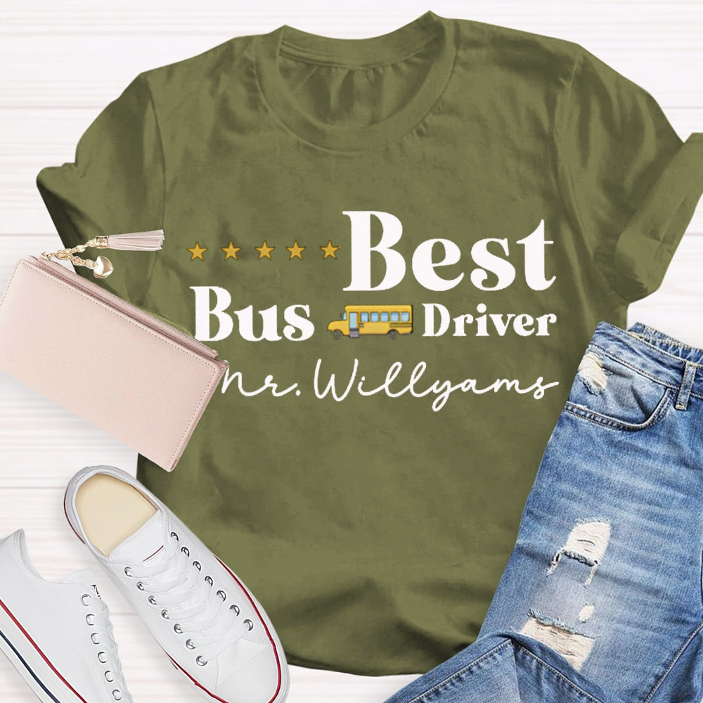 Personalized Name Best Bus Driver Five-Star Reviews T-shirt