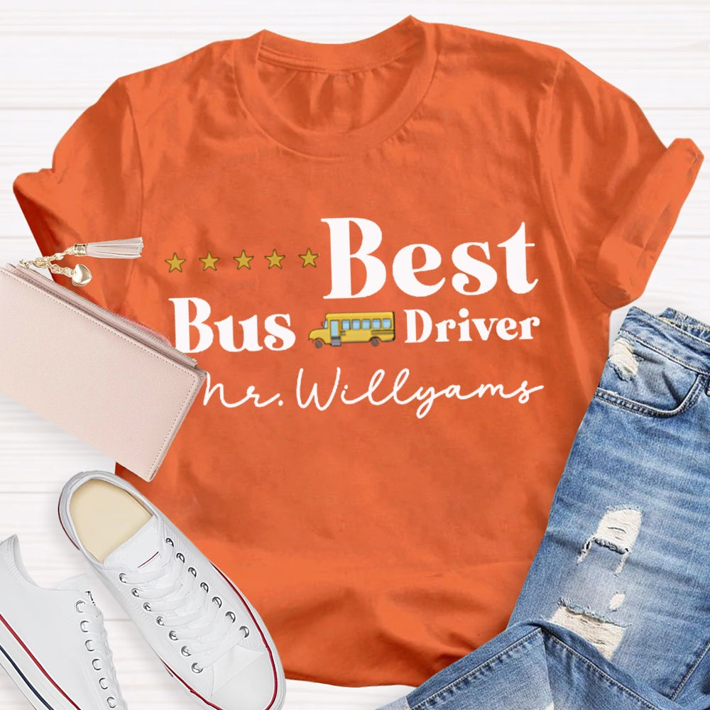 Personalized Name Best Bus Driver Five-Star Reviews T-shirt