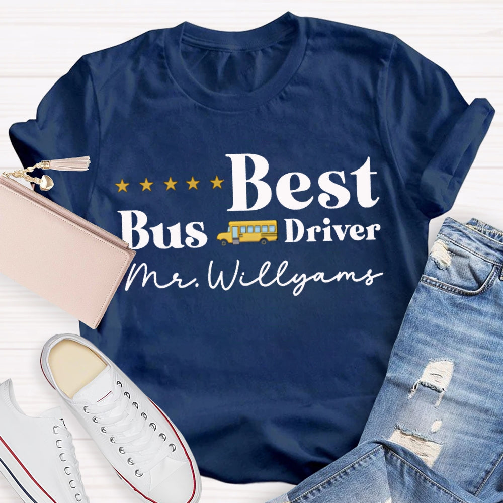 Personalized Name Best Bus Driver Five-Star Reviews T-shirt