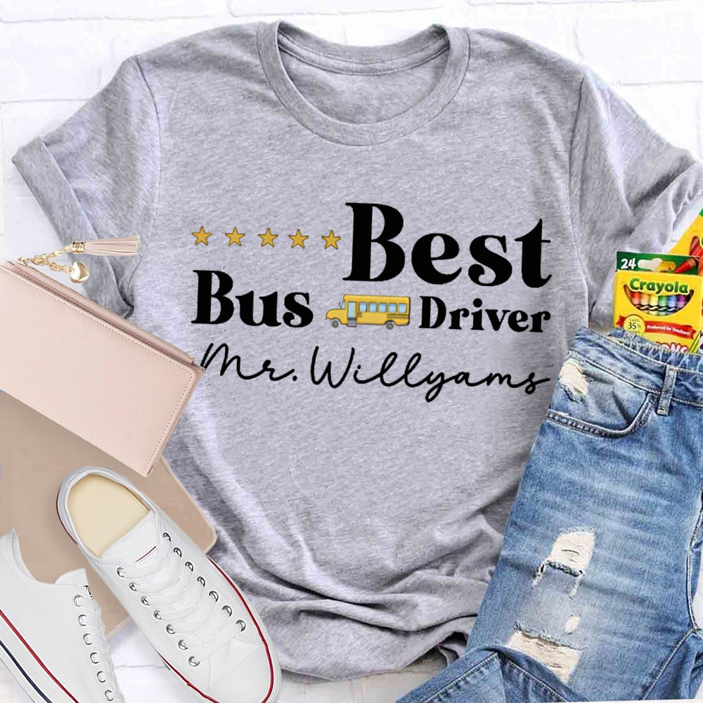 Personalized Name Best Bus Driver Five-Star Reviews T-shirt