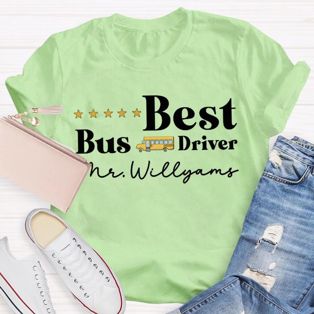 Personalized Name Best Bus Driver Five-Star Reviews T-shirt