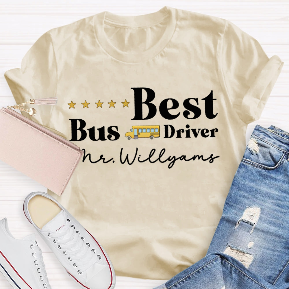 Personalized Name Best Bus Driver Five-Star Reviews T-shirt